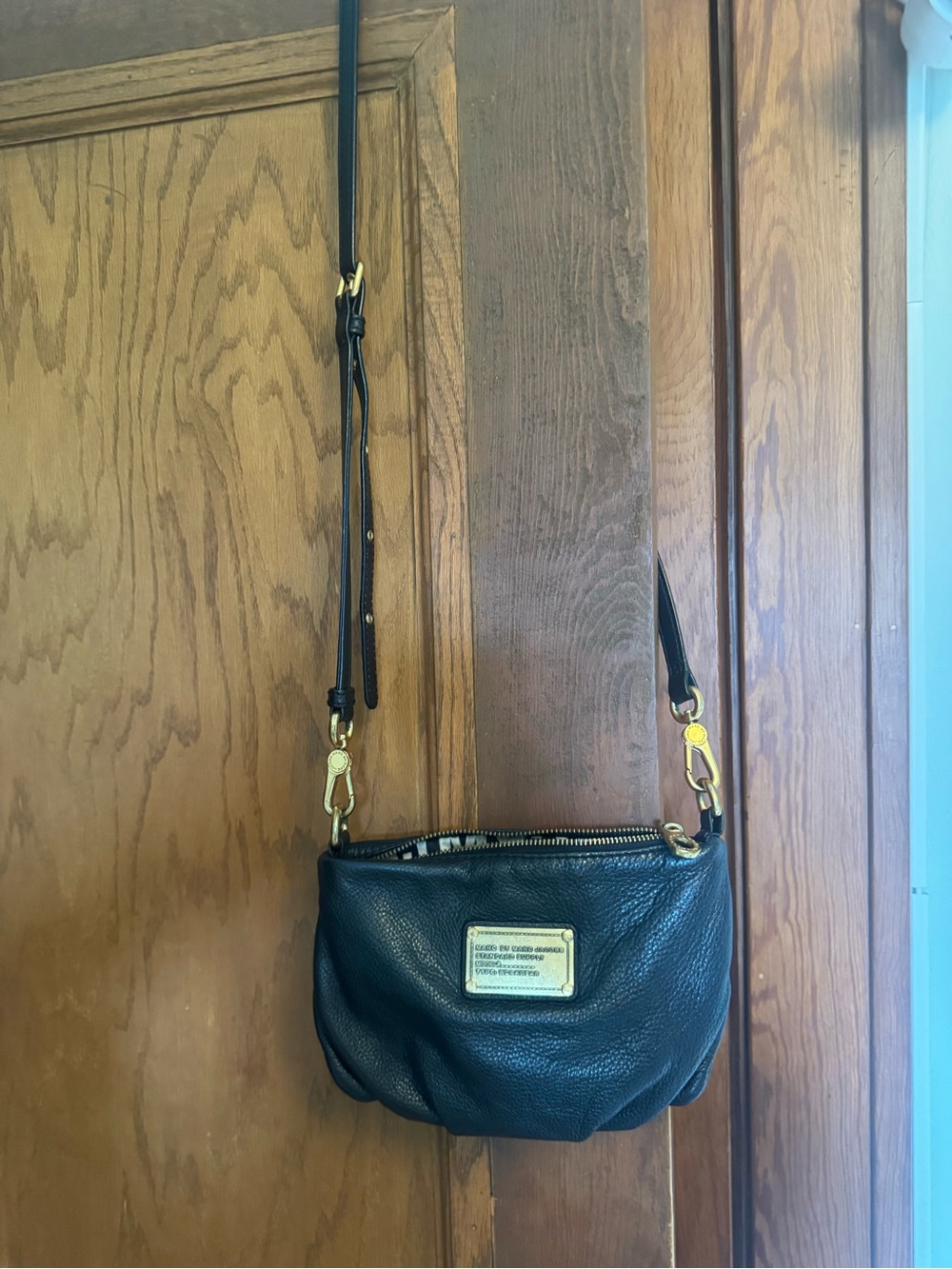 Marc by Marc Jacobs Black Pebbled Leather Small Crossbody with Gold Plate